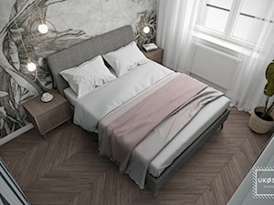 MIESZKANIE 41,5m2 - Mała biała szara sypialnia, styl tradycyjny - zdjęcie od UKOSY studio