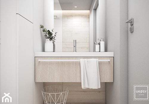 MIESZKANIE 51m2 - Średnia bez okna z punktowym oświetleniem łazienka, styl skandynawski - zdjęcie od UKOSY studio