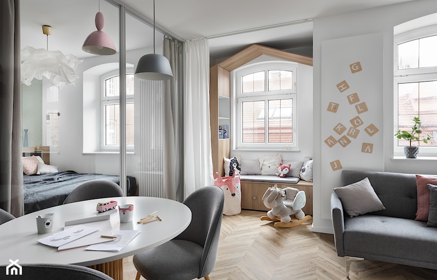 Apartament Pastelowy - Salon, styl skandynawski - zdjęcie od Mikołaj Dąbrowski