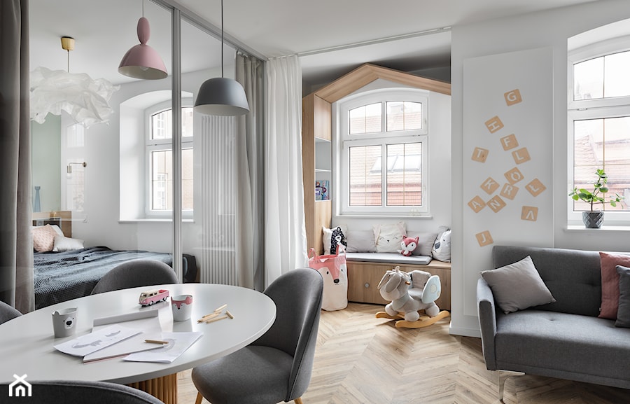 Apartament Pastelowy - Salon, styl skandynawski - zdjęcie od Mikołaj Dąbrowski