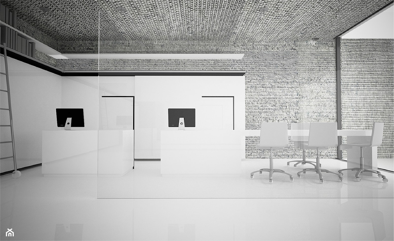 dom jednorodzinny - Duże białe szare biuro, styl minimalistyczny - zdjęcie od TheSwallows - Homebook