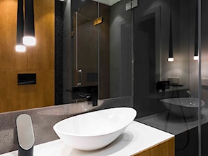 dom jednorodzinny 228 - Mała bez okna z lustrem z punktowym oświetleniem łazienka, styl nowoczesny - zdjęcie od TheSwallows