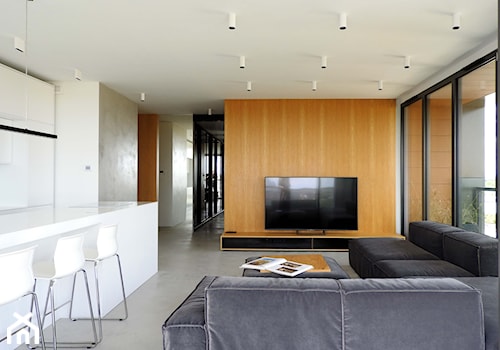 apartament 82 - Średni szary salon z kuchnią z jadalnią, styl minimalistyczny - zdjęcie od TheSwallows