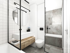 Nowoczesne mieszkanie - Mała bez okna z lustrem łazienka, styl nowoczesny - zdjęcie od Tabin Design