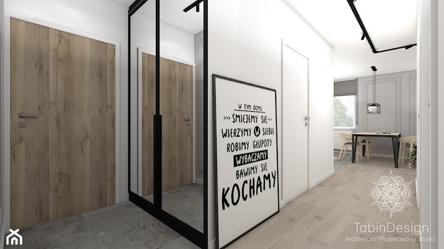 Nowoczesne mieszkanie - Średni biały hol / przedpokój, styl skandynawski - zdjęcie od Tabin Design