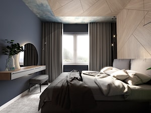 MIESZKANIE- Dąbrowa Górnicza III - Średnia czarna niebieska sypialnia, styl nowoczesny - zdjęcie od Bilberry