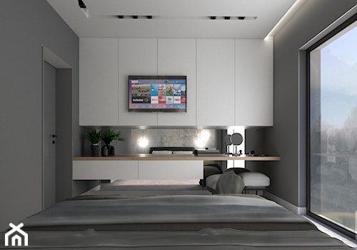 MIESZKANIE- Będzin - Średnia czarna z biurkiem sypialnia, styl nowoczesny - zdjęcie od Bilberry