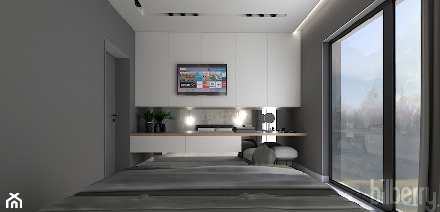 MIESZKANIE- Będzin - Średnia czarna z biurkiem sypialnia, styl nowoczesny - zdjęcie od Bilberry