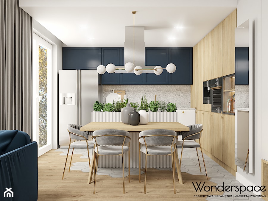 Mieszkanie z granatowym akcentem - Kuchnia, styl nowoczesny - zdjęcie od Wonderspace - studio projektowania wnętrz