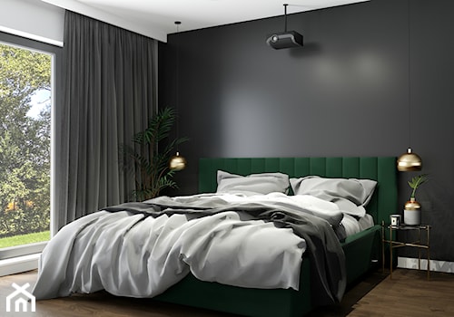 Eleganckie wnętrze z zielonym akcentem - Średnia biała czarna sypialnia, styl glamour - zdjęcie od Wonderspace - studio projektowania wnętrz