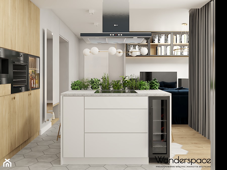 Mieszkanie z granatowym akcentem - Kuchnia, styl nowoczesny - zdjęcie od Wonderspace - studio projektowania wnętrz