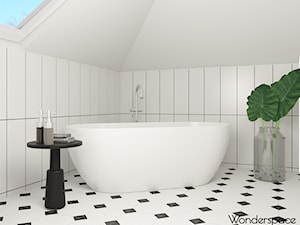 Elegancka łazienka z tapetą - Łazienka, styl nowoczesny - zdjęcie od Wonderspace - studio projektowania wnętrz