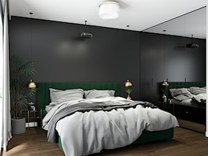 Eleganckie wnętrze z zielonym akcentem - Średnia czarna sypialnia, styl glamour - zdjęcie od Wonderspace - studio projektowania wnętrz