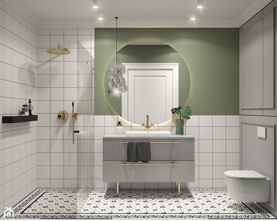 Eklektyczna łazienka z pistacjowym akcentem - zdjęcie od Wonderspace - studio projektowania wnętrz