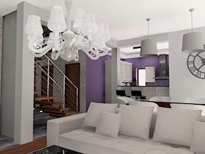 mieszkanie w fioletach - Salon, styl nowoczesny - zdjęcie od Art-Wnętrza Studio Projektowanie Architektury i Wnętrz