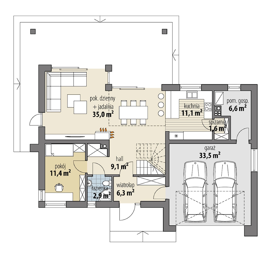 Kama, 141,40 M2 - zdjęcie od Pracownia Projektowa Dobre Domy Flak & Abramowicz - Homebook