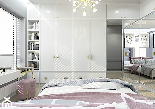 DUSTY PINK MODERN GLAM - Średnia szara sypialnia, styl glamour - zdjęcie od LENA INTERIORS