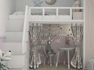 PODDASZE DLA MALUCHÓW - Średni biały szary pokój dziecka dla dziecka dla chłopca dla dziewczynki - zdjęcie od LENA INTERIORS