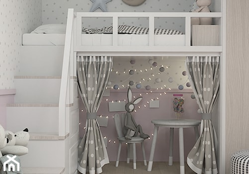 PODDASZE DLA MALUCHÓW - Średni biały szary pokój dziecka dla dziecka dla chłopca dla dziewczynki - zdjęcie od LENA INTERIORS
