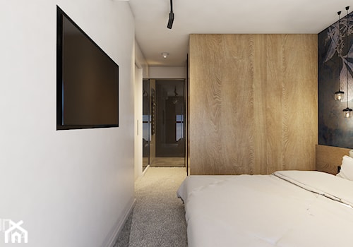 Mieszkanie w Katowicach, 90 m2 - Mała biała sypialnia z łazienką, styl nowoczesny - zdjęcie od TIKA DESIGN