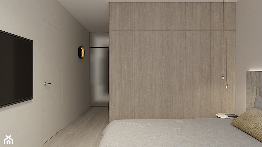 MIESZKANIE JK, KATOWICE - Średnia beżowa biała sypialnia, styl minimalistyczny - zdjęcie od TIKA DESIGN