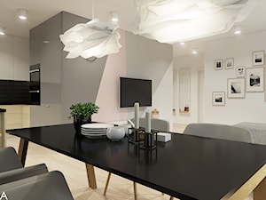Duża szara jadalnia w salonie, styl nowoczesny - zdjęcie od TIKA DESIGN