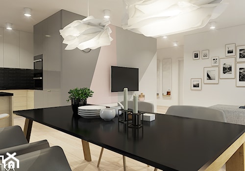 Duża szara jadalnia w salonie, styl nowoczesny - zdjęcie od TIKA DESIGN