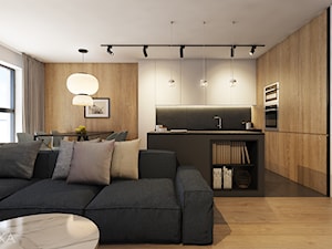 Mieszkanie w Katowicach, 90 m2 - Średni biały salon z kuchnią z jadalnią, styl nowoczesny - zdjęcie od TIKA DESIGN