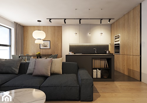 Mieszkanie w Katowicach, 90 m2 - Średni biały salon z kuchnią z jadalnią, styl nowoczesny - zdjęcie od TIKA DESIGN