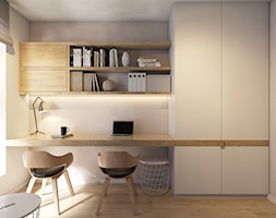 Mieszkanie w Katowicach, 90 m2 - Małe w osobnym pomieszczeniu z zabudowanym biurkiem białe biuro, s ... - zdjęcie od TIKA DESIGN - Homebook