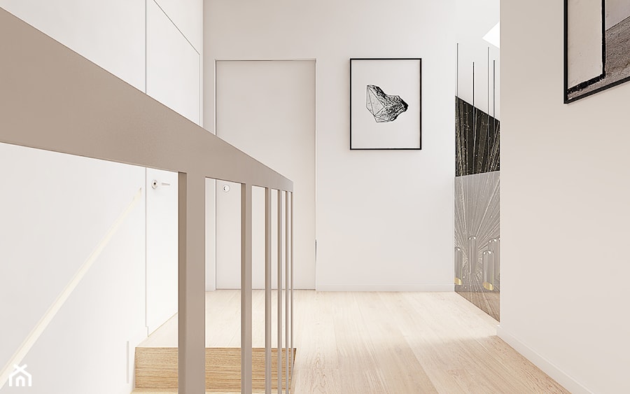 Projekt wnętrza domu jednorodzinnego w Chrzanowie, 180 m2 - Średni beżowy biały hol / przedpokój, styl nowoczesny - zdjęcie od TIKA DESIGN