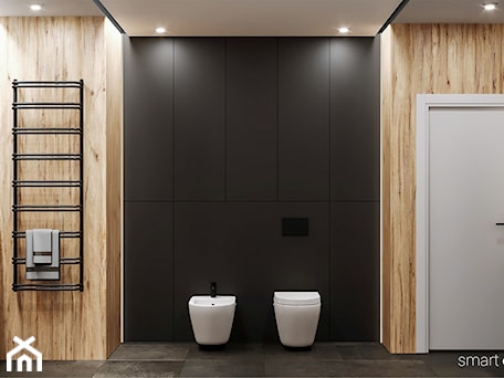 Aranżacje wnętrz - Łazienka: Nowoczesna łazienka w drewnie bieli i szarości - Smart Design. Przeglądaj, dodawaj i zapisuj najlepsze zdjęcia, pomysły i inspiracje designerskie. W bazie mamy już prawie milion fotografii!