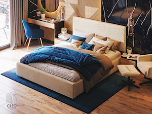 Sypialnia nowoczesna w ciepłym wydaniu - zdjęcie od Creo Wizualizacje 3d