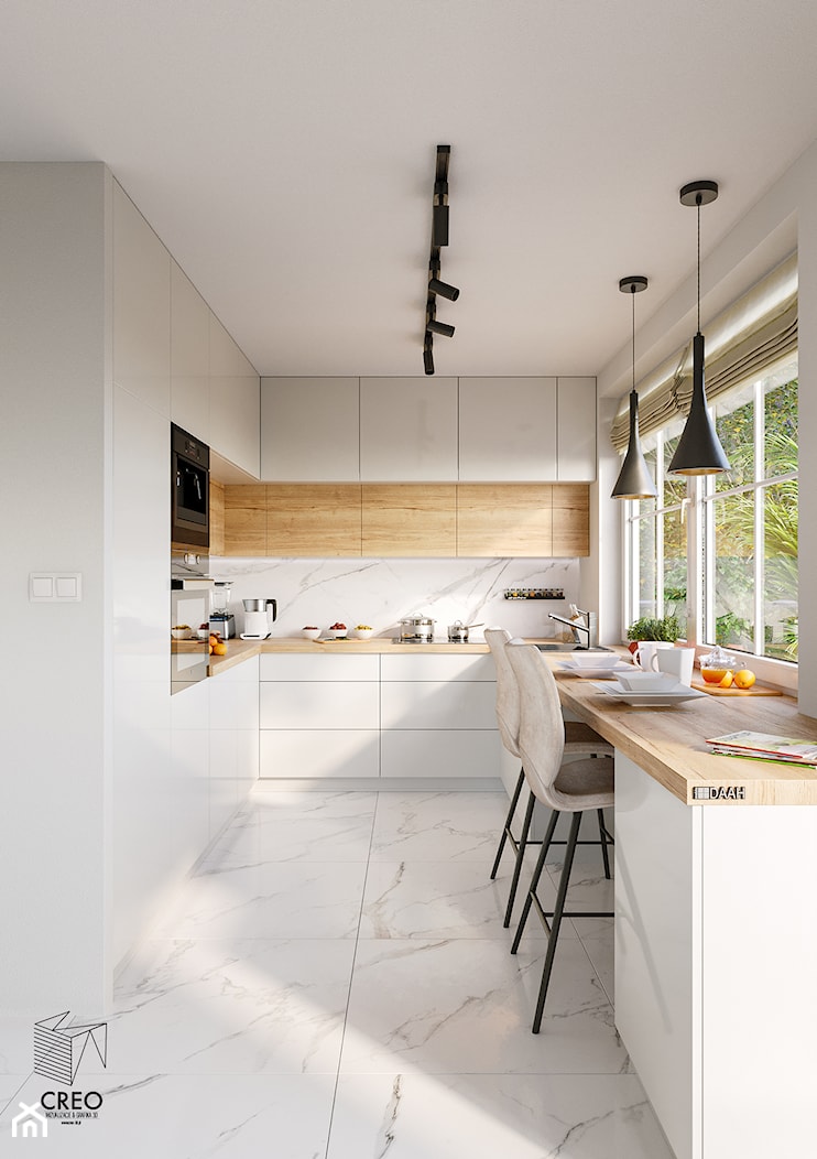 Apartament wraz z kuchnią w stylu Skandi - Kuchnia, styl nowoczesny - zdjęcie od Creo Wizualizacje 3d - Homebook