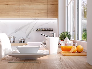 Apartament wraz z kuchnią w stylu Skandi - Kuchnia, styl nowoczesny - zdjęcie od Creo Wizualizacje 3d