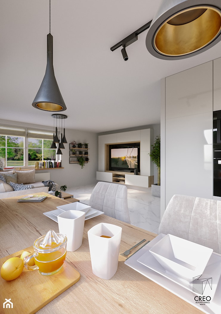 Apartament wraz z kuchnią w stylu Skandi - Kuchnia, styl nowoczesny - zdjęcie od Creo Wizualizacje 3d - Homebook
