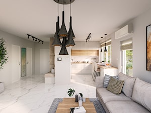 Apartament wraz z kuchnią w stylu Skandi - Salon, styl nowoczesny - zdjęcie od Creo Wizualizacje 3d