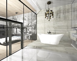 Łazienka w apartamencie - Średnia bez okna z lustrem z marmurową podłogą łazienka, styl nowoczesny - zdjęcie od Studio94 - Homebook