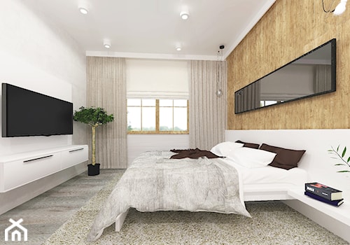 Sypialnia w mieszkaniu w Katowicach - Duża szara sypialnia, styl nowoczesny - zdjęcie od Studio94