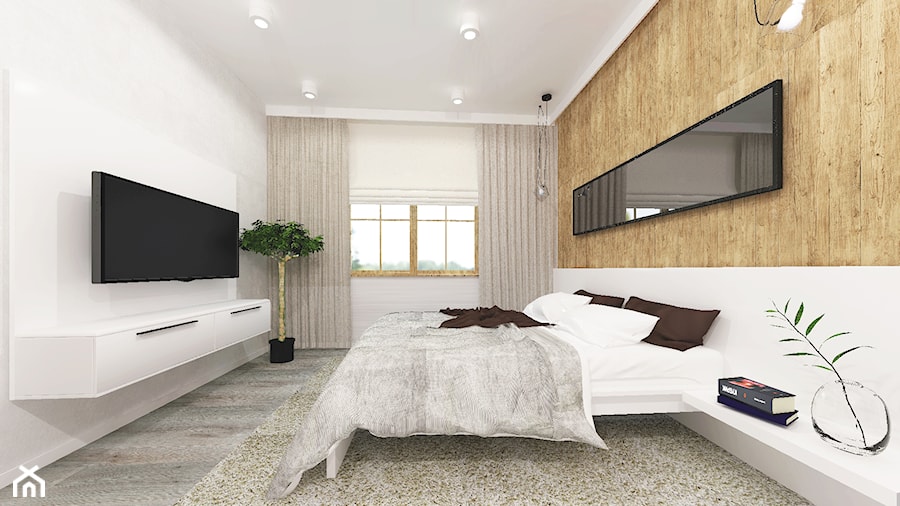 Sypialnia w mieszkaniu w Katowicach - Duża szara sypialnia, styl nowoczesny - zdjęcie od Studio94