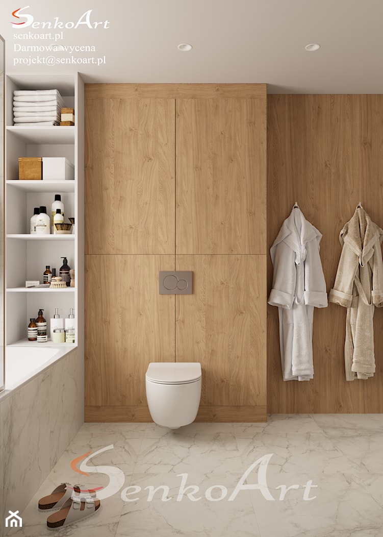 Projekt łazienki z drewnianymi elementami - zdjęcie od SenkoArt Design - Homebook