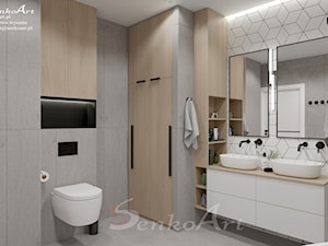 Łazienka z płytką drewnopodobną - zdjęcie od Senkoart Design