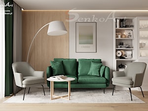 Aranżacja Salonu z zieloną sofą - zdjęcie od Senkoart Design