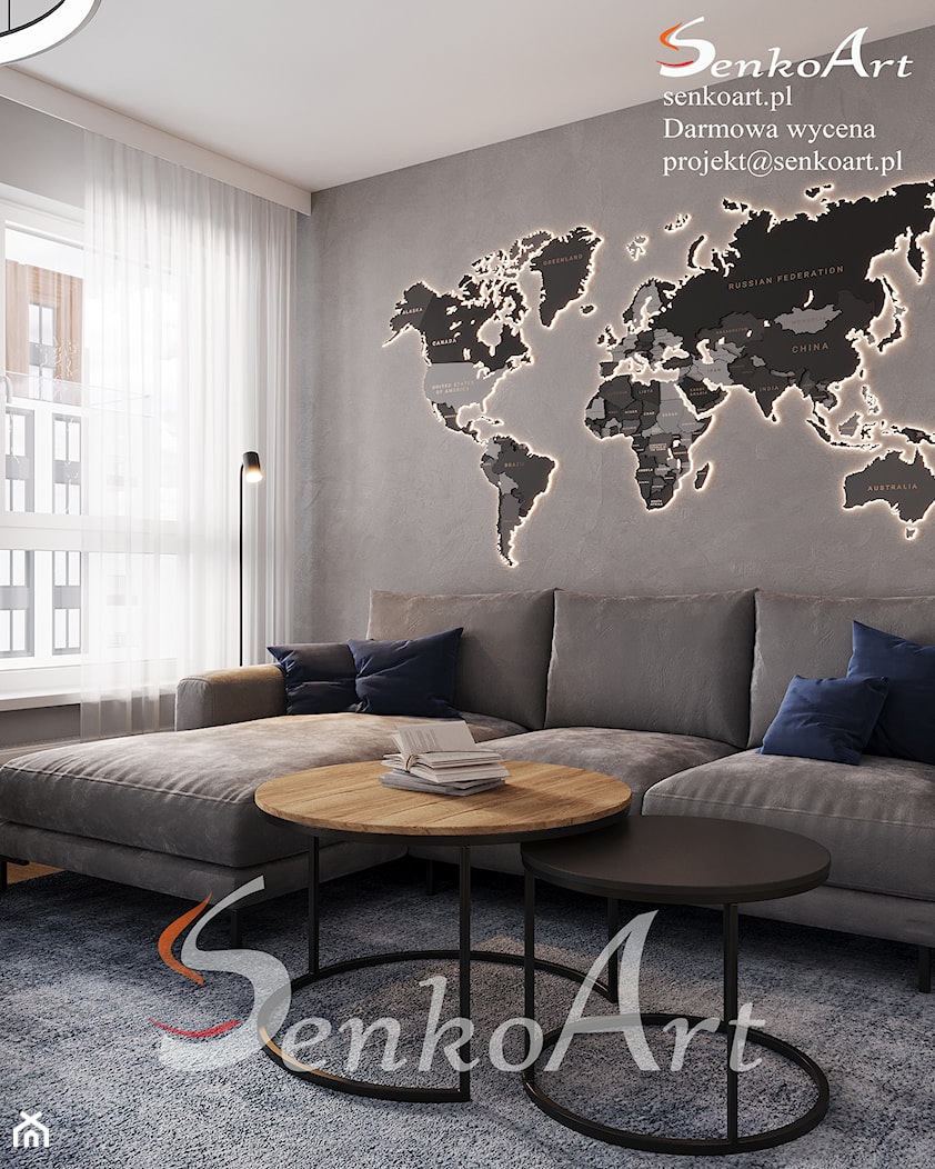 Projekt nowoczesnego salonu z kanapą - zdjęcie od SenkoArt Design - Homebook