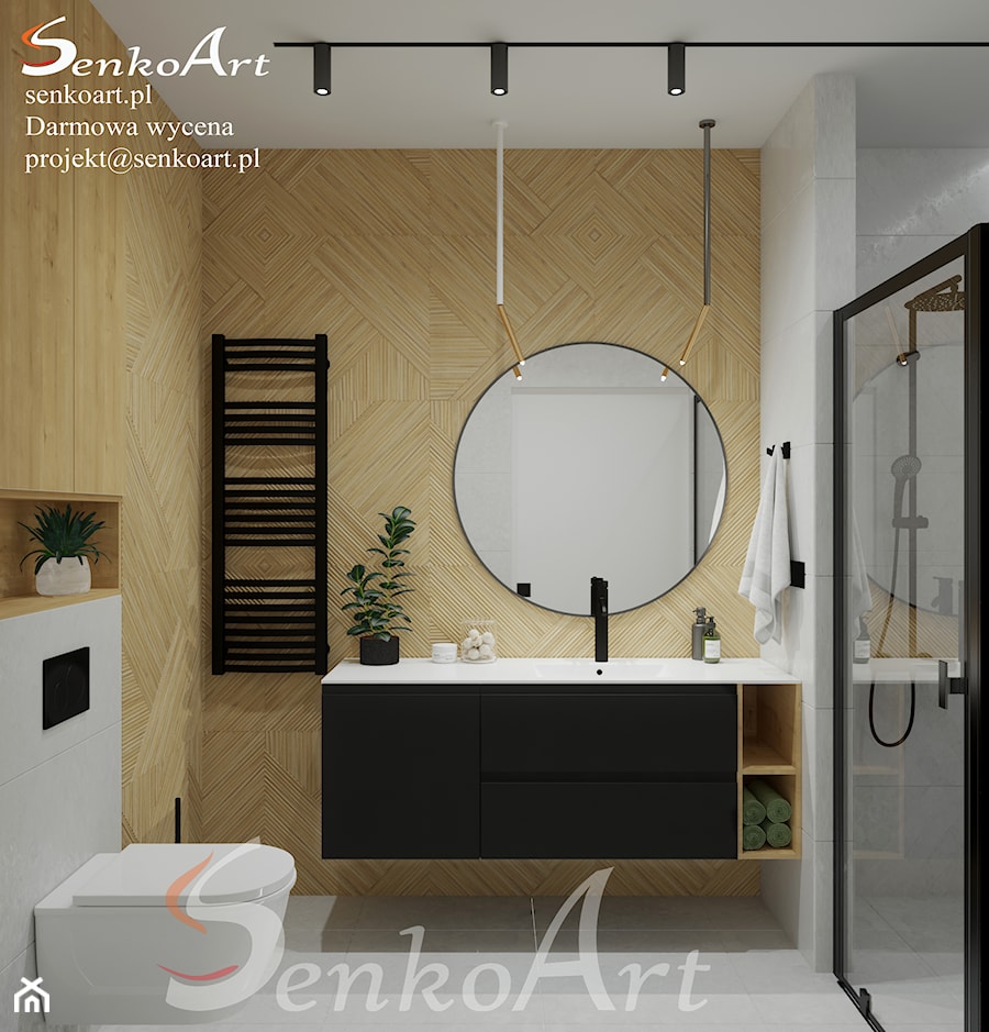 Łazienka z prysznicem i lustrem - zdjęcie od SenkoArt Design