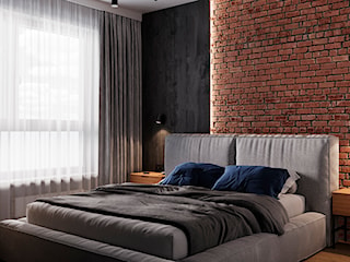 Sypialnia w stylu industrialnym z cegłą 