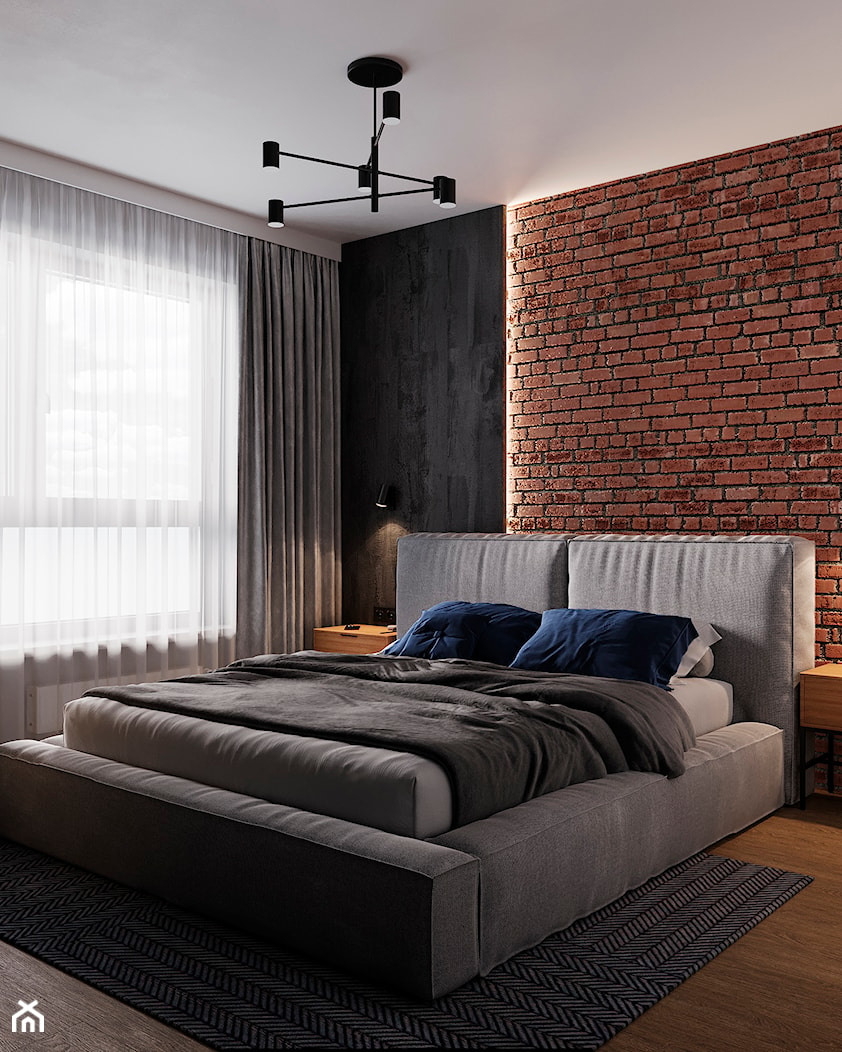 Przytulna sypialnia z cegłą - zdjęcie od SenkoArt Design - Homebook