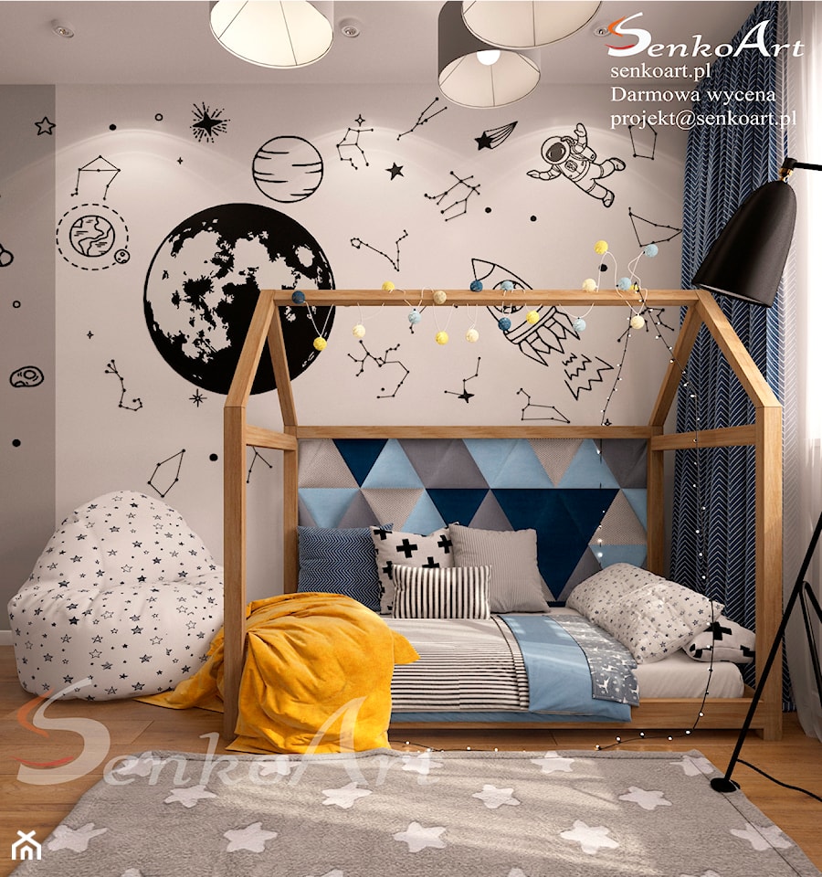 Pokój dla chłopca w żółtym i błękitnym kolorze - zdjęcie od SenkoArt Design