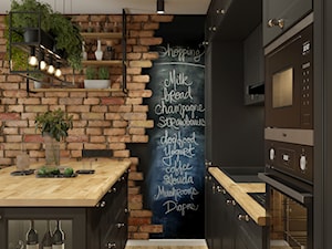 Czarna kuchnia z cegiełką - zdjęcie od SenkoArt Design