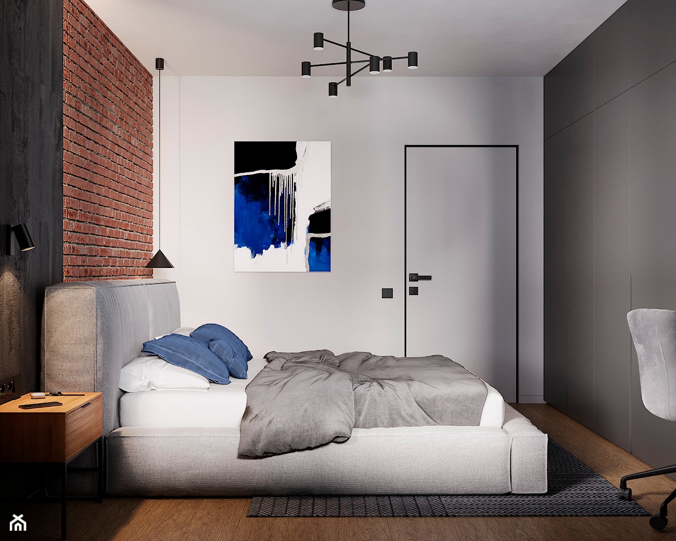 Szara sypialnia w industrialnym stylu - zdjęcie od SenkoArt Design - Homebook